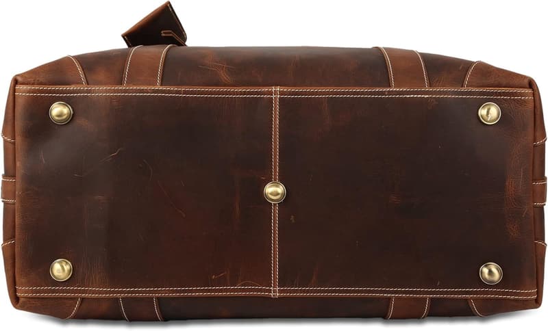 Full Grain Leather Duffel Bag for Men & Women - Dark Tan