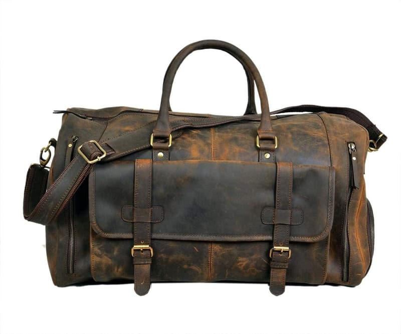 Genuine Leather Duffle Bag for Men & Women – 24 Inch Travel Weekender
