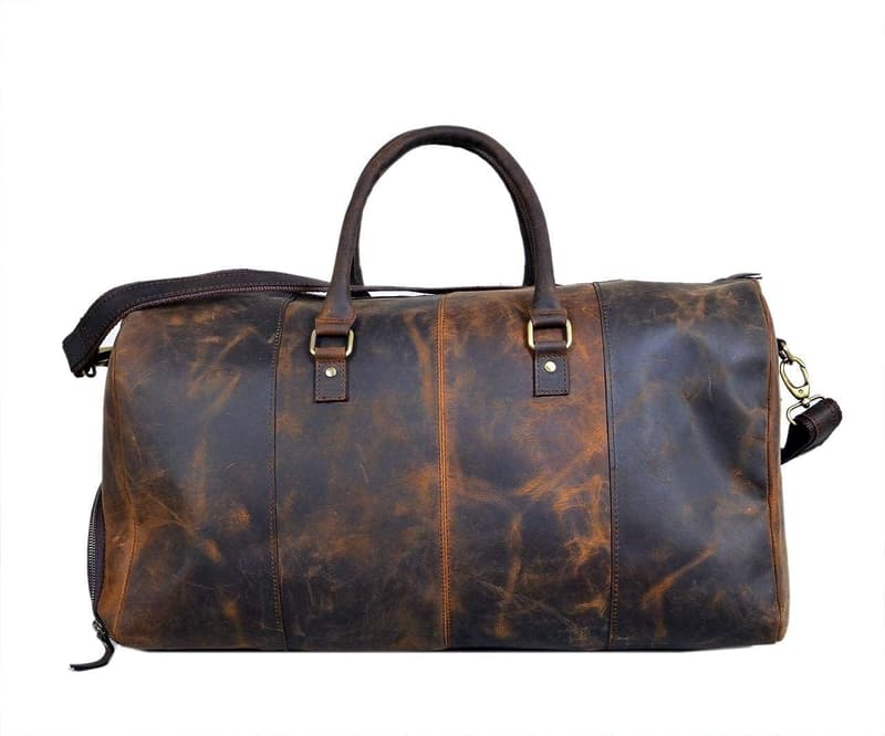 Genuine Leather Duffle Bag for Men & Women – 24 Inch Travel Weekender
