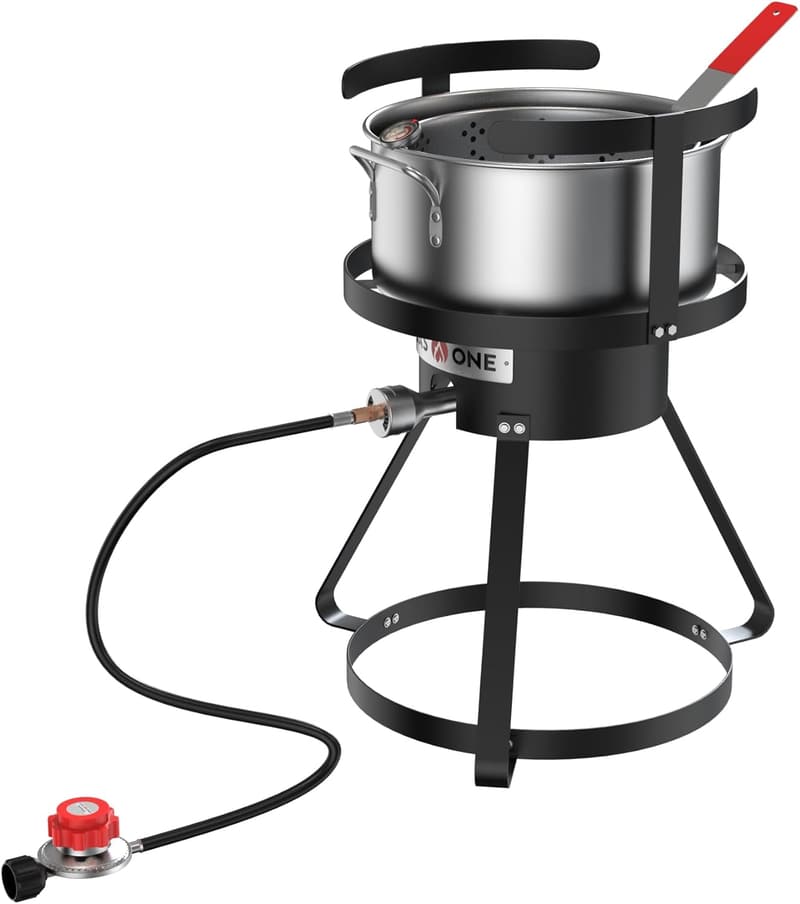 Outdoor Propane Deep Fryer with 10Qt Pot & Strainer Basket
