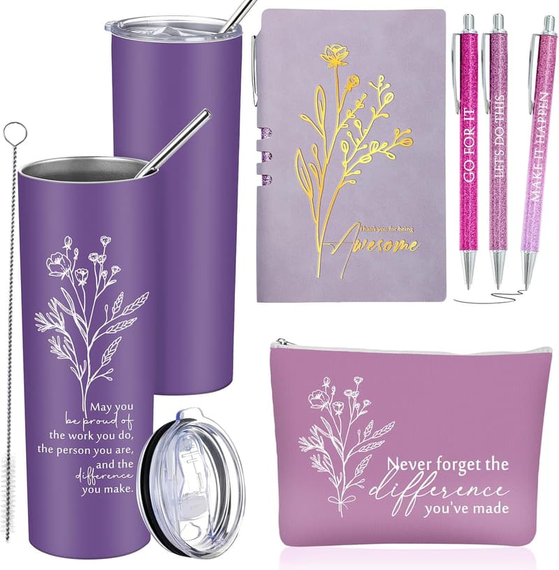 Employee Appreciation Gifts: Boho Flower Tumbler & Journal Set