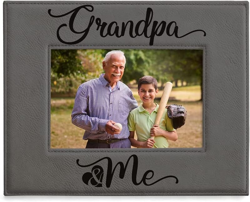Engraved Leather Picture Frame for Grandpa - 4x6 Horizontal