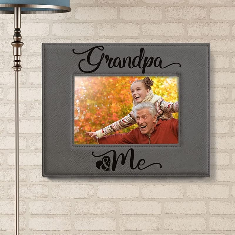 Engraved Leather Picture Frame for Grandpa - 4x6 Horizontal