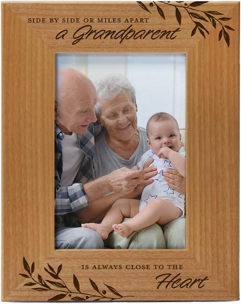 Grandparents Day Engraved Natural Wood Photo Frame