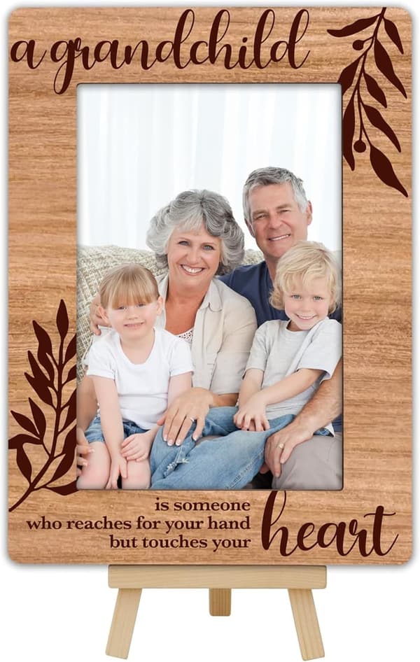 Grandchild Wooden Photo Frame for Grandparents - 4x6 Easel Display