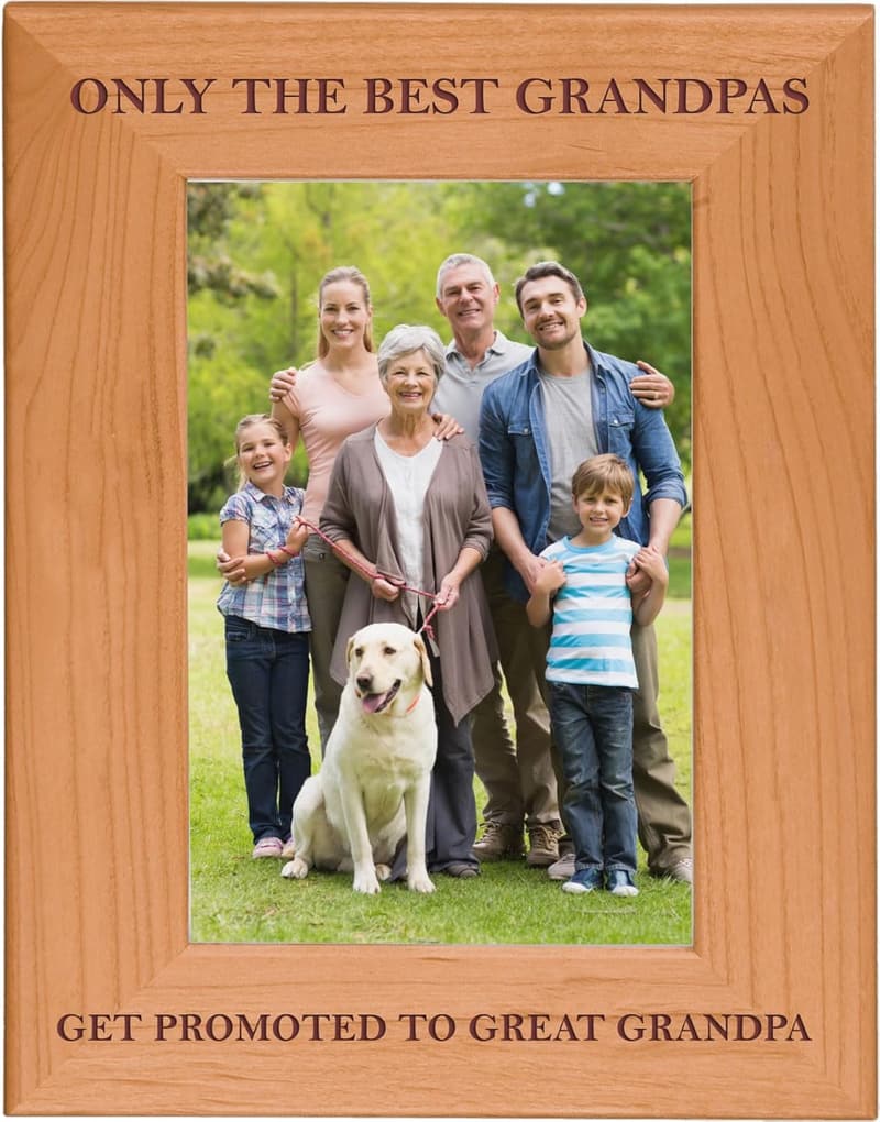 Engraved Alder Wood Frame for Great Grandpa - 4x6 Incher