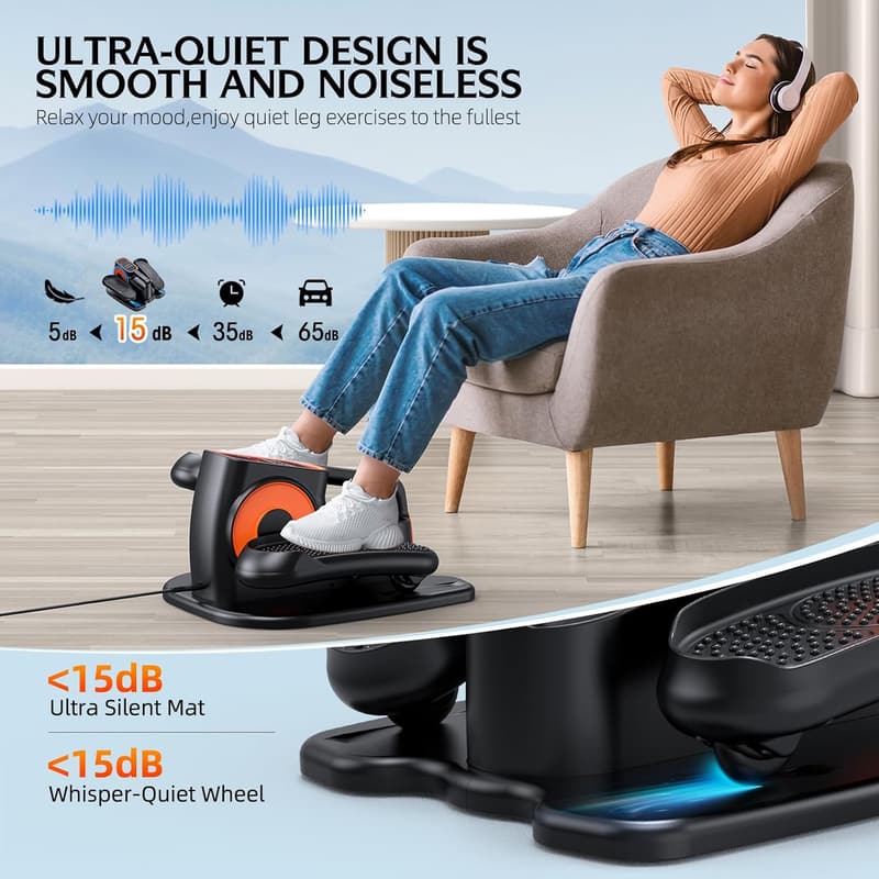 Portable Under Desk Elliptical for Seniors with Remote Control