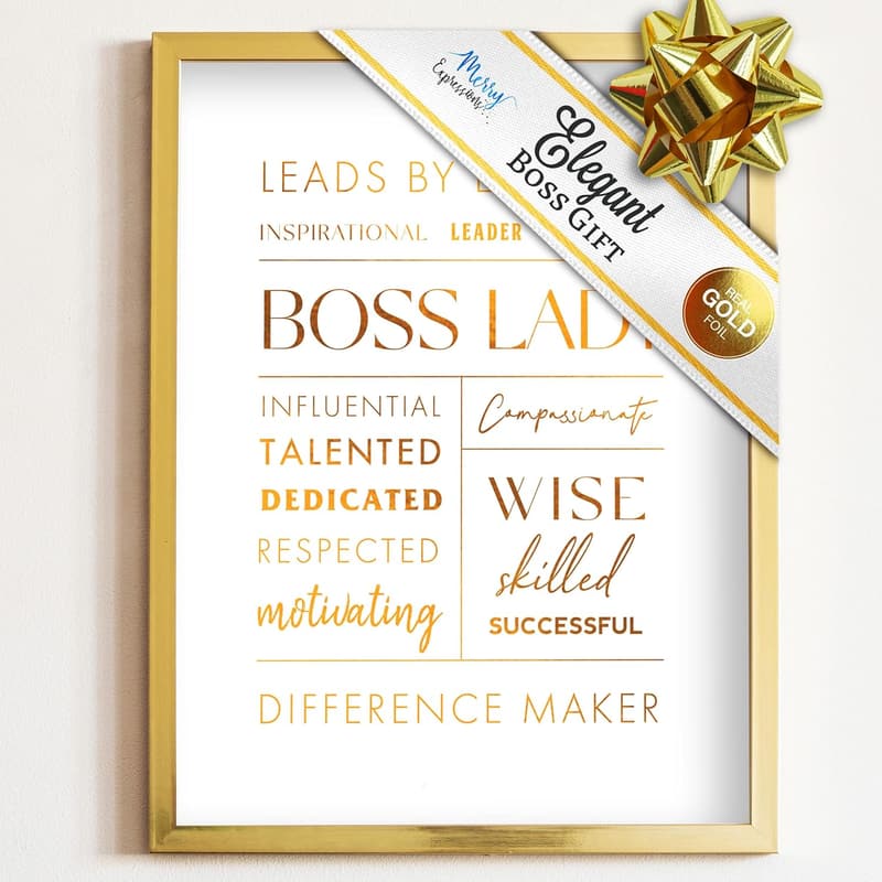 Boss Lady Desk & Wall Art with Gold Frame - Office Décor Gift