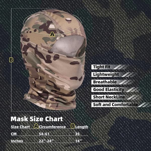 Windproof Camo Balaclava Mask for Hunting and Skiing