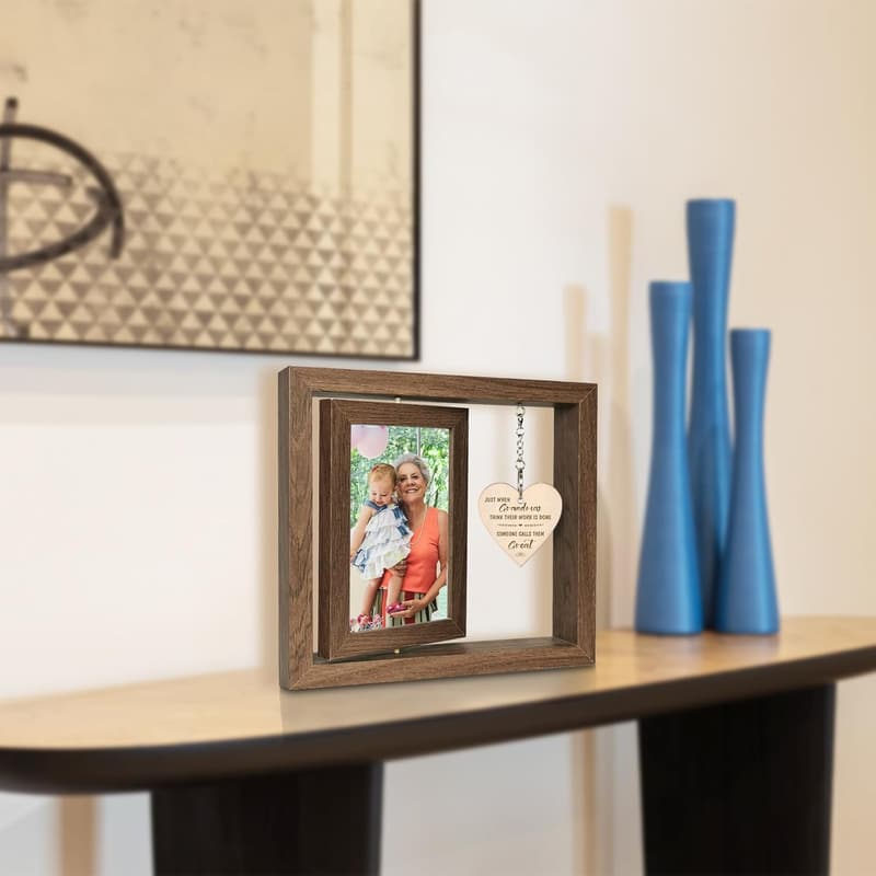 Great Grandma Gift - Rotating Wooden Picture Frame for 4x6 Photos