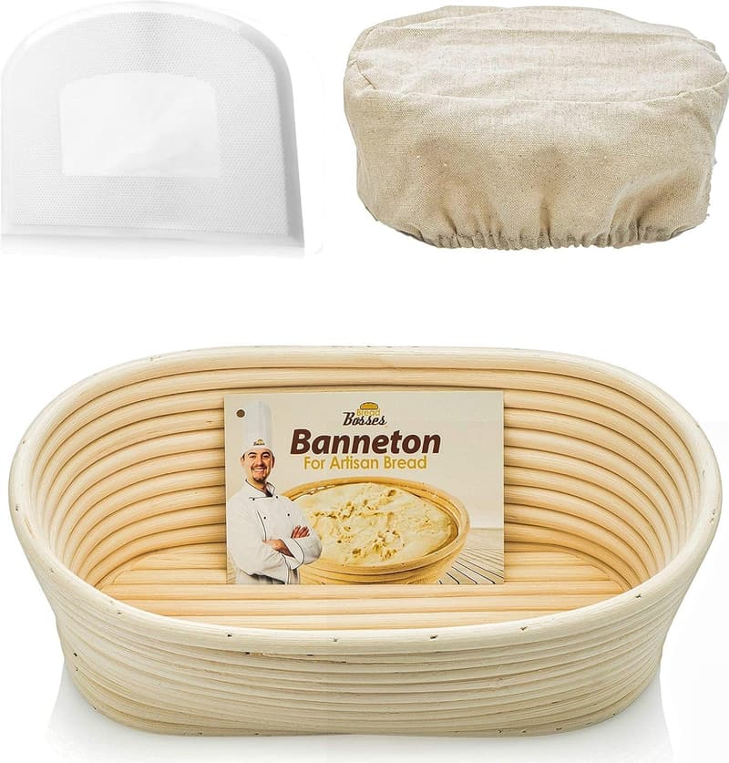 10-inch Oval Proofing Basket Set for Sourdough Baking