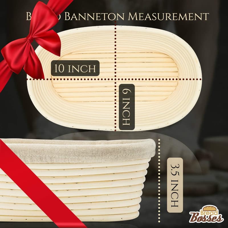 10-inch Oval Proofing Basket Set for Sourdough Baking