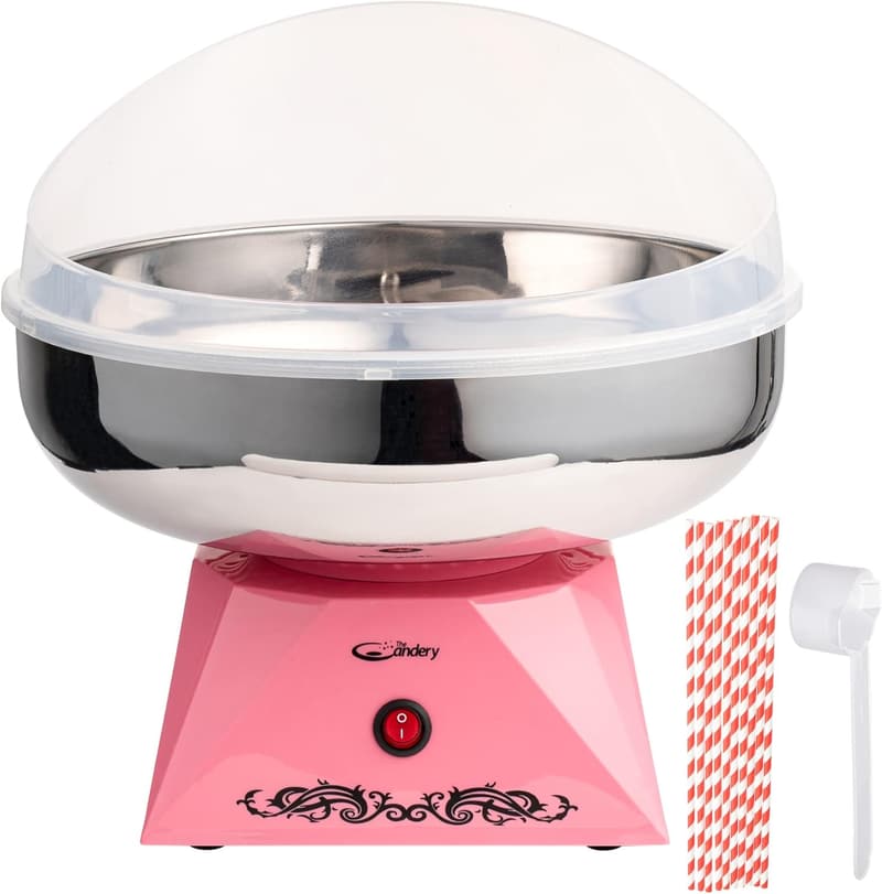 Cotton Candy Machine for Kids - Stainless Steel Bowl, 10 Cones