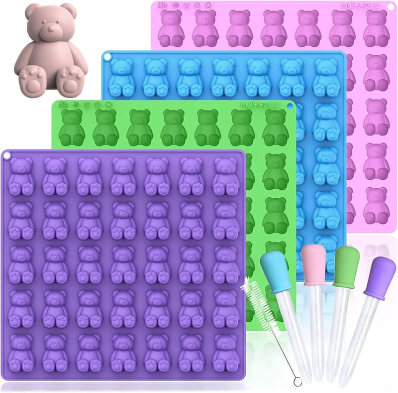 BPA-Free Silicone Gummy Bear Molds Set with 4 Droppers