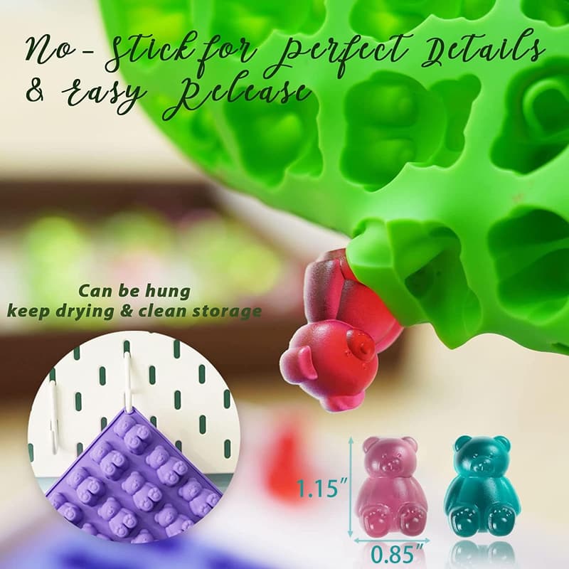 BPA-Free Silicone Gummy Bear Molds Set with 4 Droppers