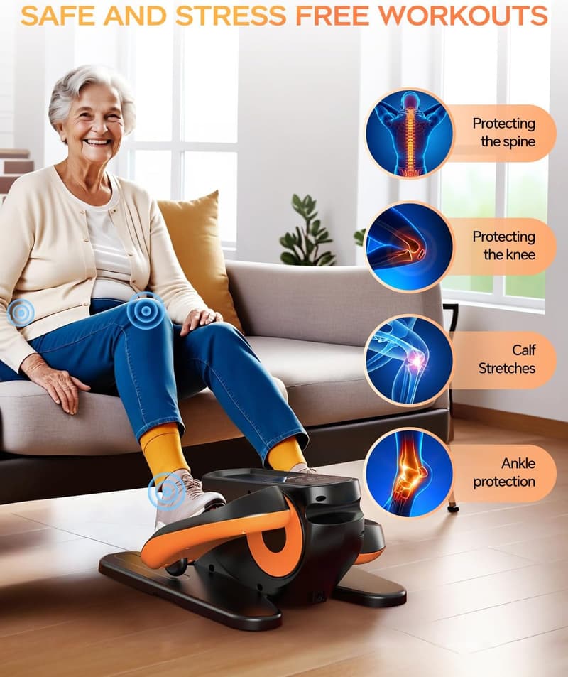 Portable Under Desk Elliptical Machine for Seniors, 12 Speeds