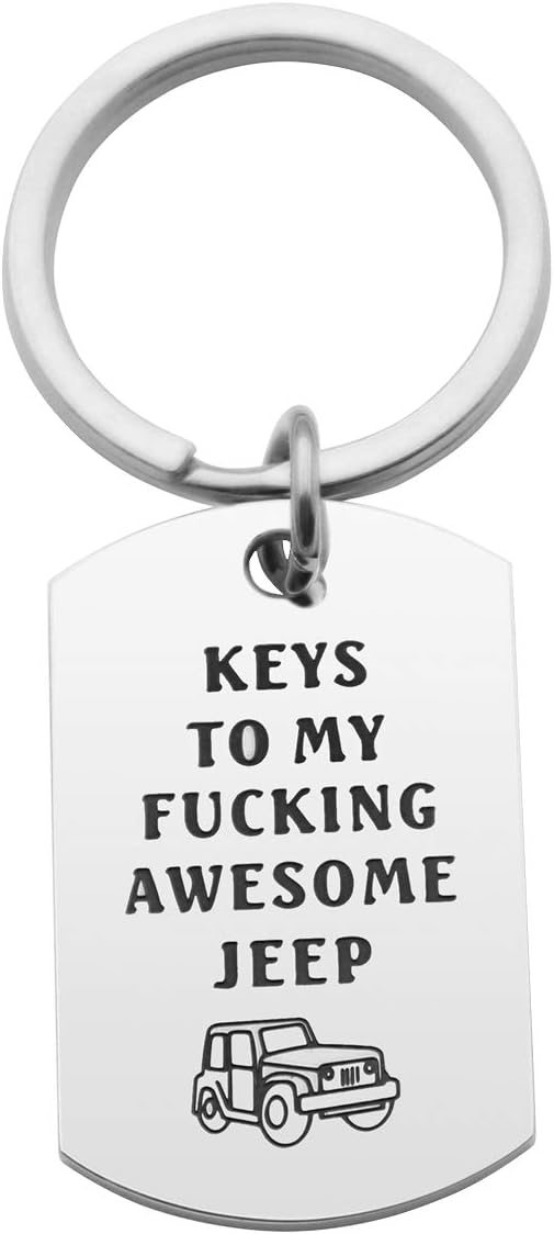 Stainless Steel Dog Tag Keychain Gift for Car Lovers