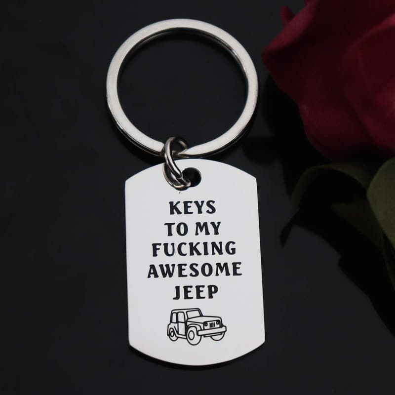 Stainless Steel Dog Tag Keychain Gift for Car Lovers