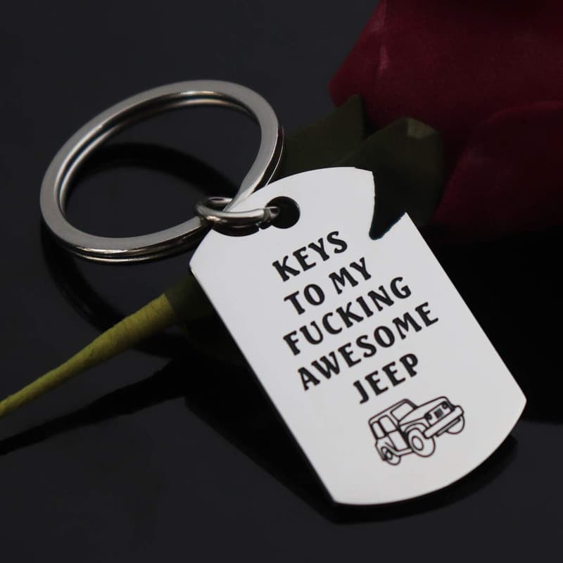 Stainless Steel Dog Tag Keychain Gift for Car Lovers
