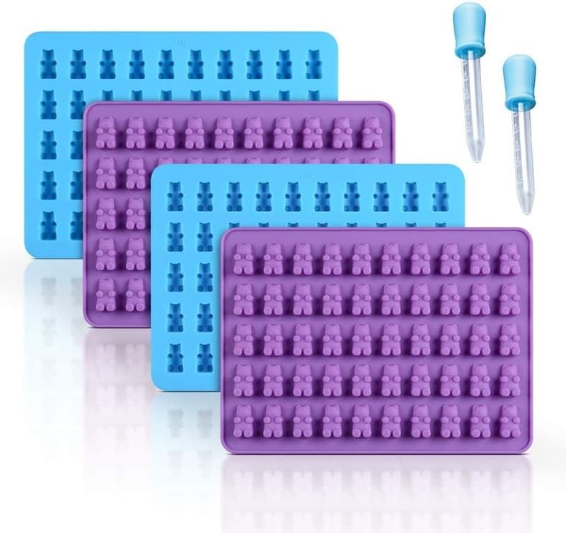 Mini Bear Candy Silicone Gummy Molds - 4 Pack with 2 Droppers