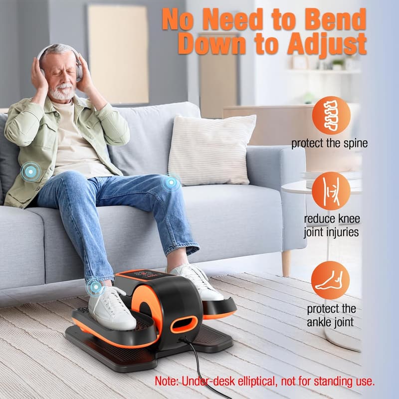 Portable Under Desk Elliptical for Seniors with Remote Control