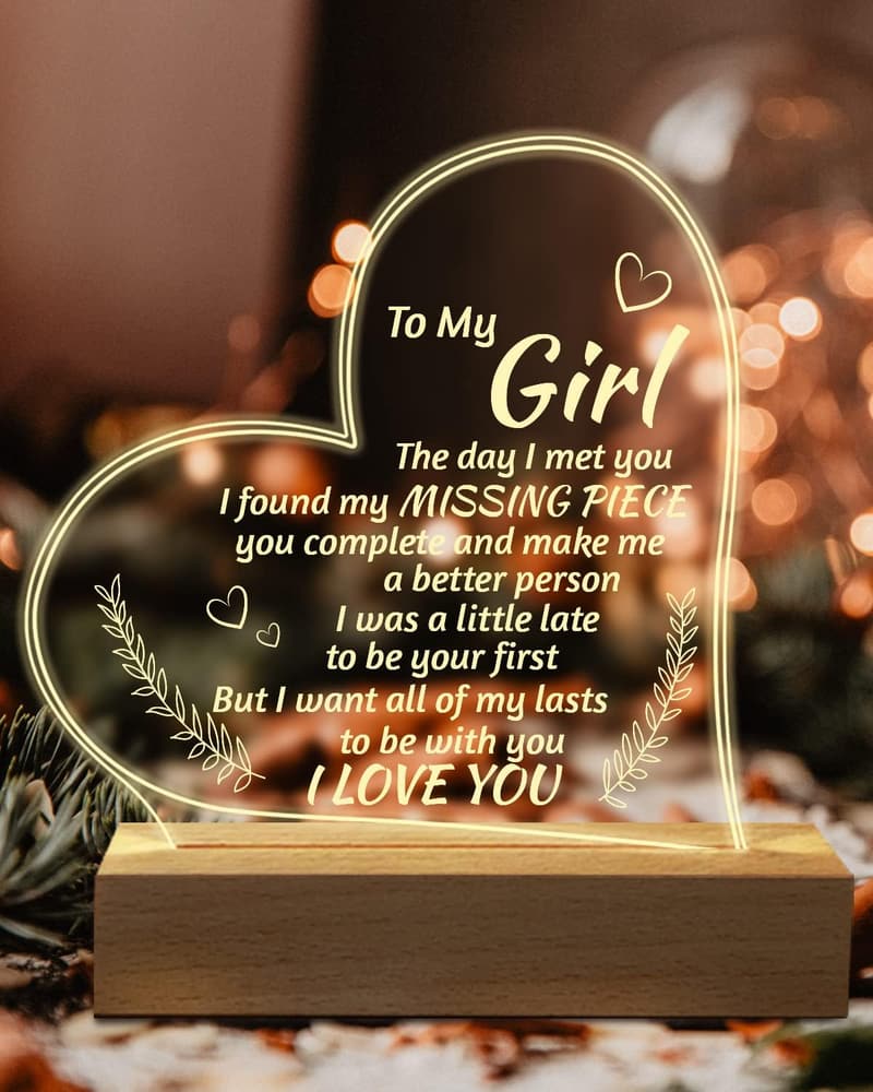 Engraved Night Light for Girlfriend's Anniversary or Birthday