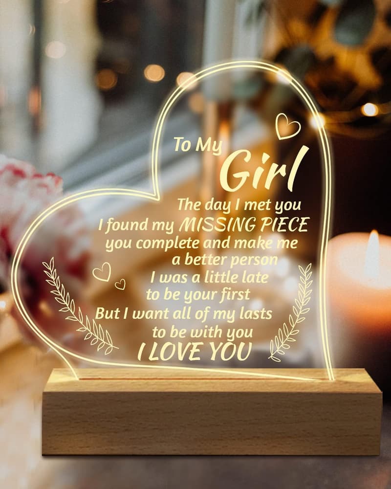 Engraved Night Light for Girlfriend's Anniversary or Birthday