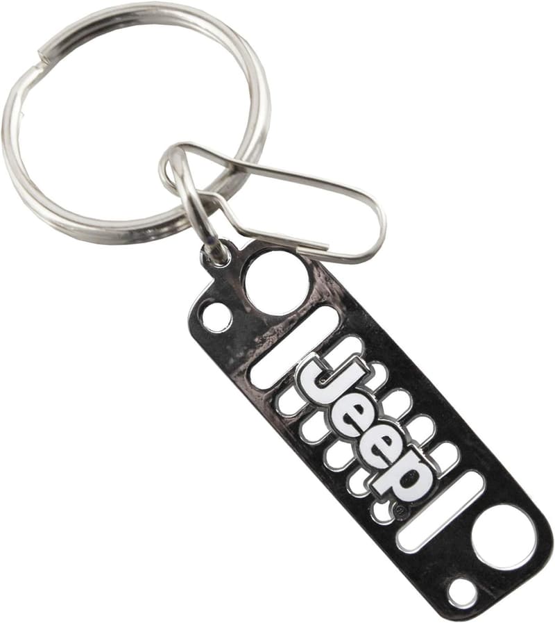 Jeep Logo Grill Keychain - Durable Plastic Keyring
