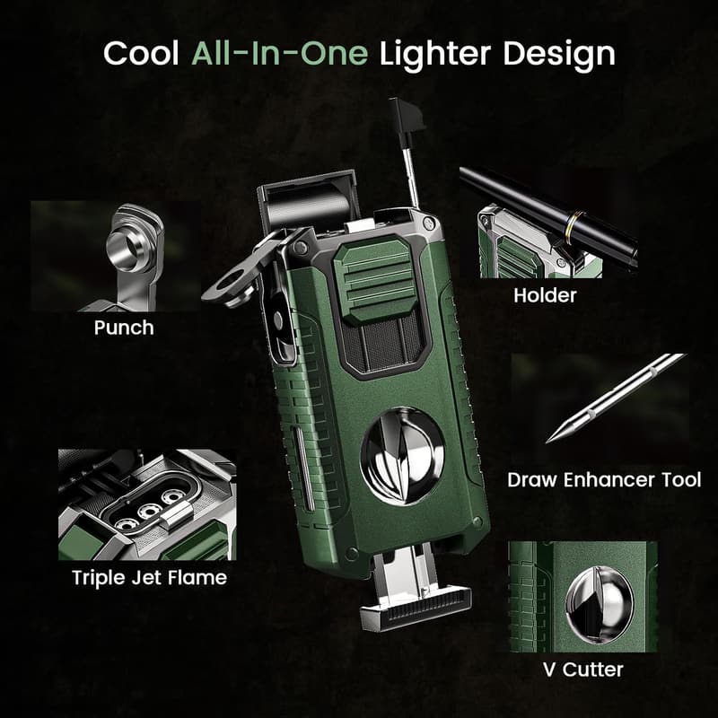 Multi-Functional 5-in-1 Windproof Torch Lighter for Men