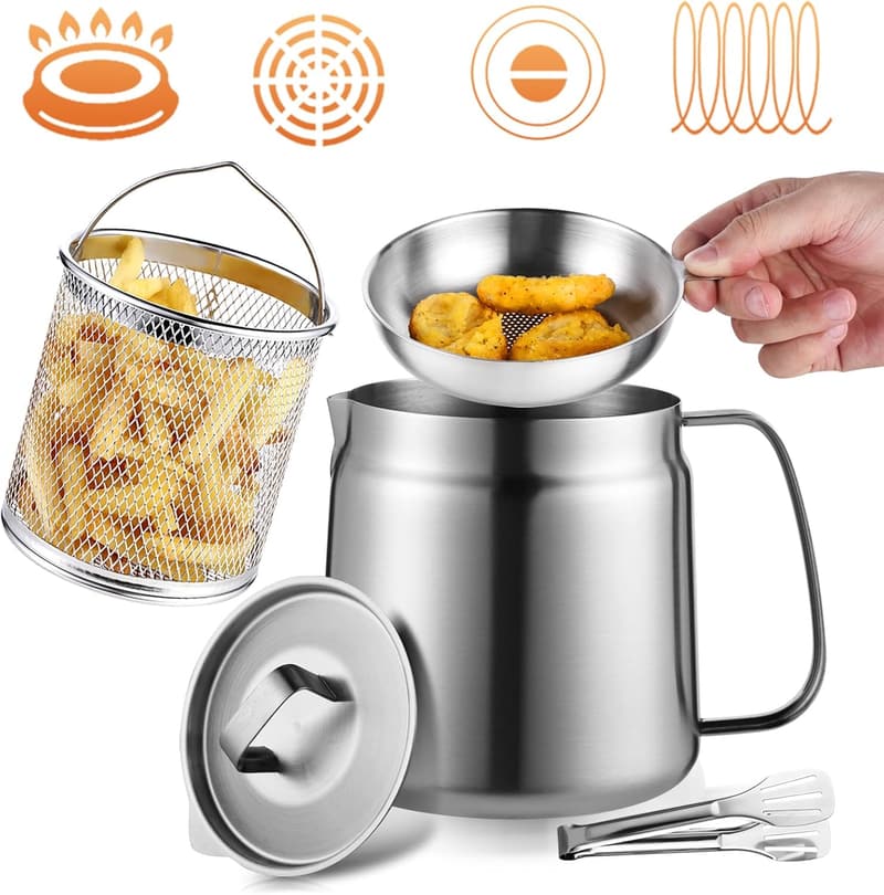 Multifunctional 68oz Stainless Steel Oil Strainer Pot