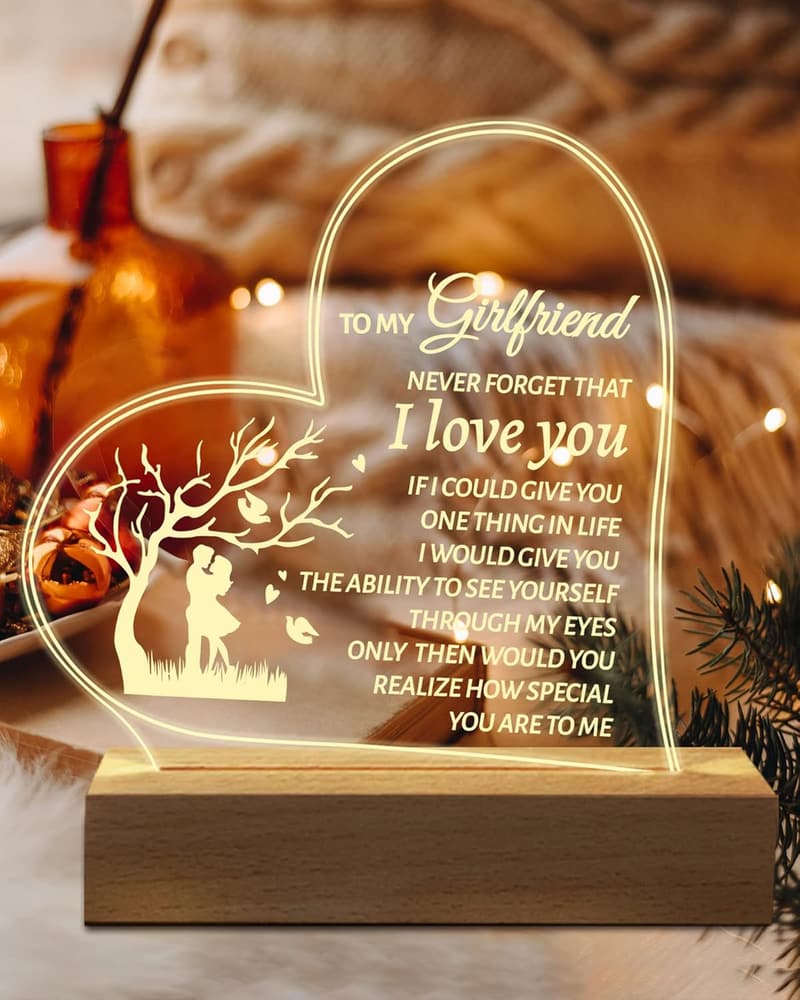 Valentine's Day Acrylic Engraved Night Light for Girlfriend