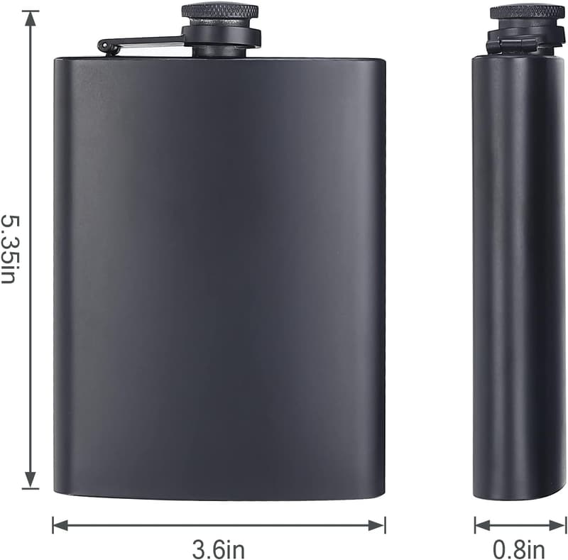 Wedding Party 2-Pack Matte Black Stainless Steel Hip Flasks