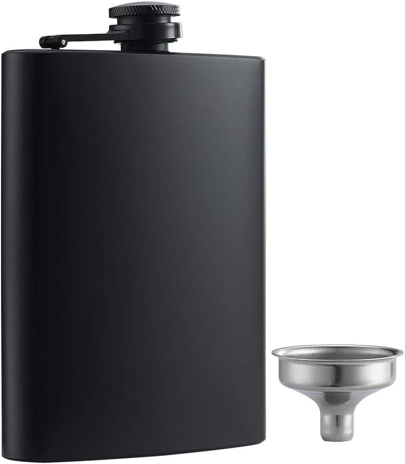 Matte Black Stainless Steel 8 oz Leakproof Hip Flask