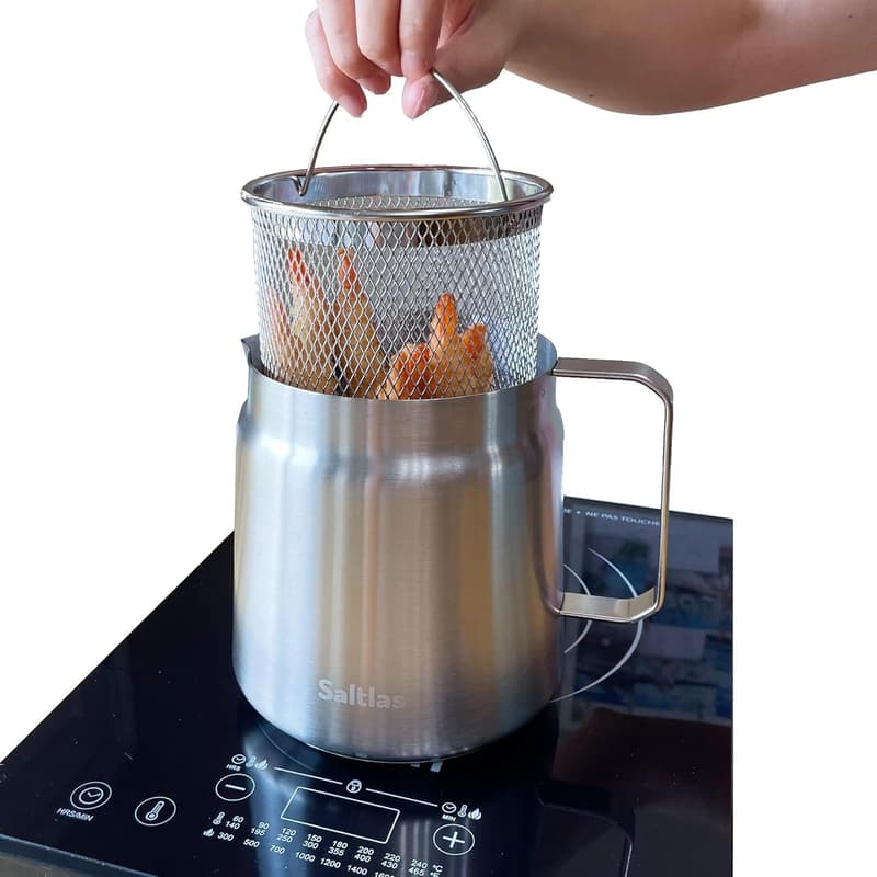 Stainless Steel Deep Fryer Pot with Basket - 2L Capacity