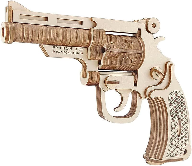 3D Wooden Revolver Gun Puzzle Model for Kids and Adults