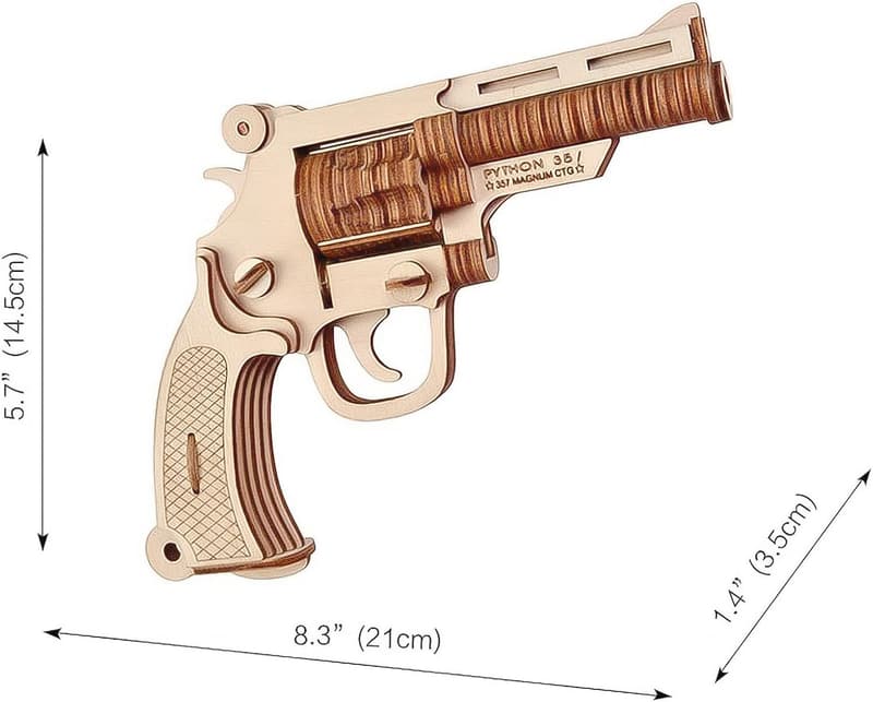 3D Wooden Revolver Gun Puzzle Model for Kids and Adults