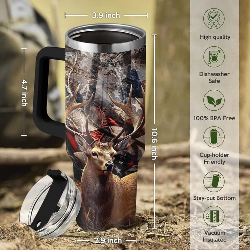Hunting Tumbler with Handle – 40oz Stainless Steel Gift for Men