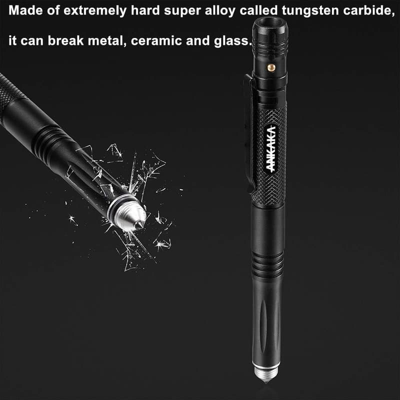 6-in-1 Tactical Pen with Self Defense Tip & Flashlight