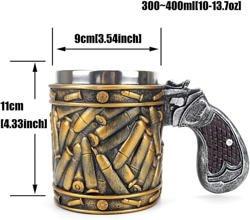 Gun-Shaped Mug with Ammo Shells - Unique Gift for Men