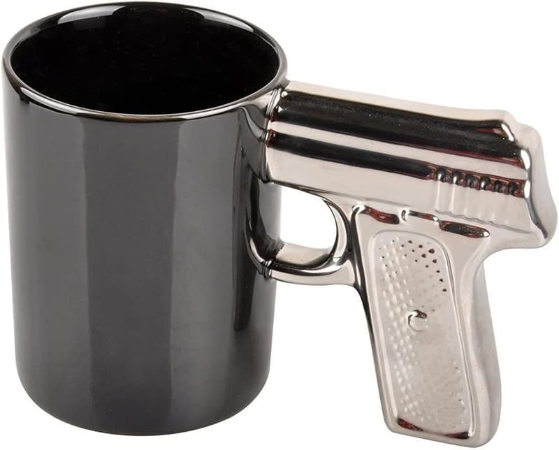 Black & Silver Gun Mug - Pistol Cup