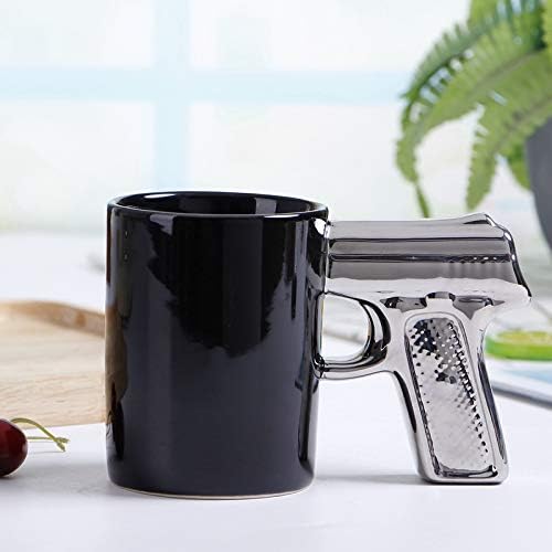 Black & Silver Gun Mug - Pistol Cup