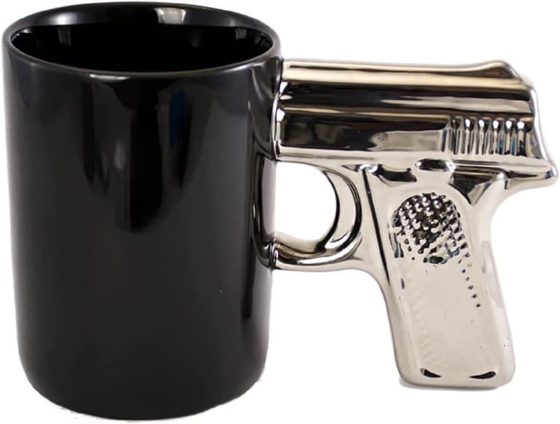 Black & Silver Gun Mug - Pistol Cup