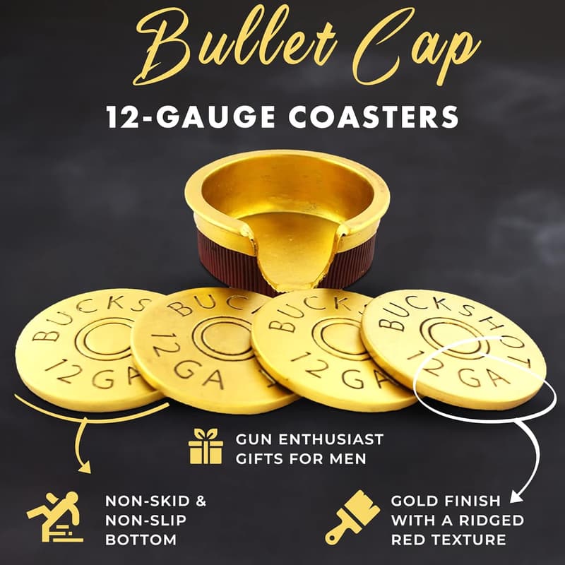 Rustic Shotgun Shell Coasters Set for Gun Enthusiasts