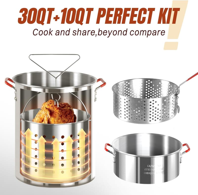 30QT Turkey Fryer Kit with Propane Burner & Skimmer