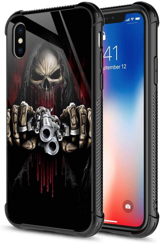 iPhone Xs Skull with Guns Shockproof Case for Kids
