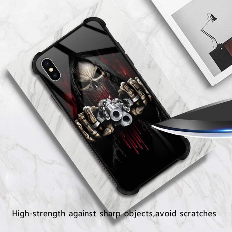 iPhone Xs Skull with Guns Shockproof Case for Kids