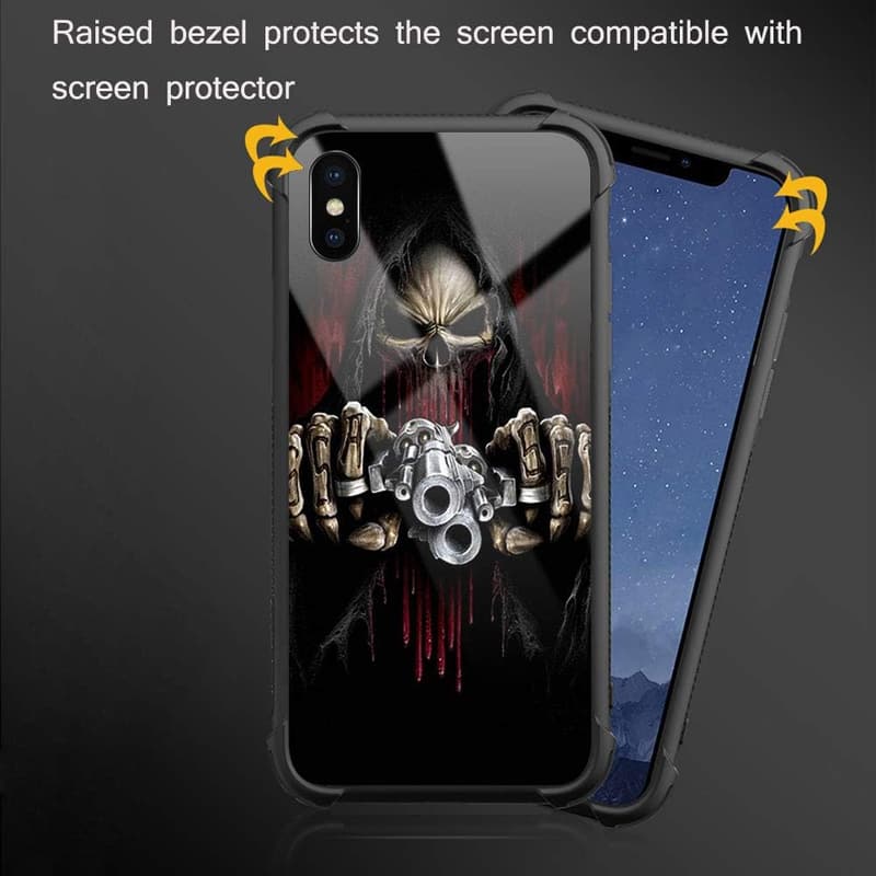 iPhone Xs Skull with Guns Shockproof Case for Kids