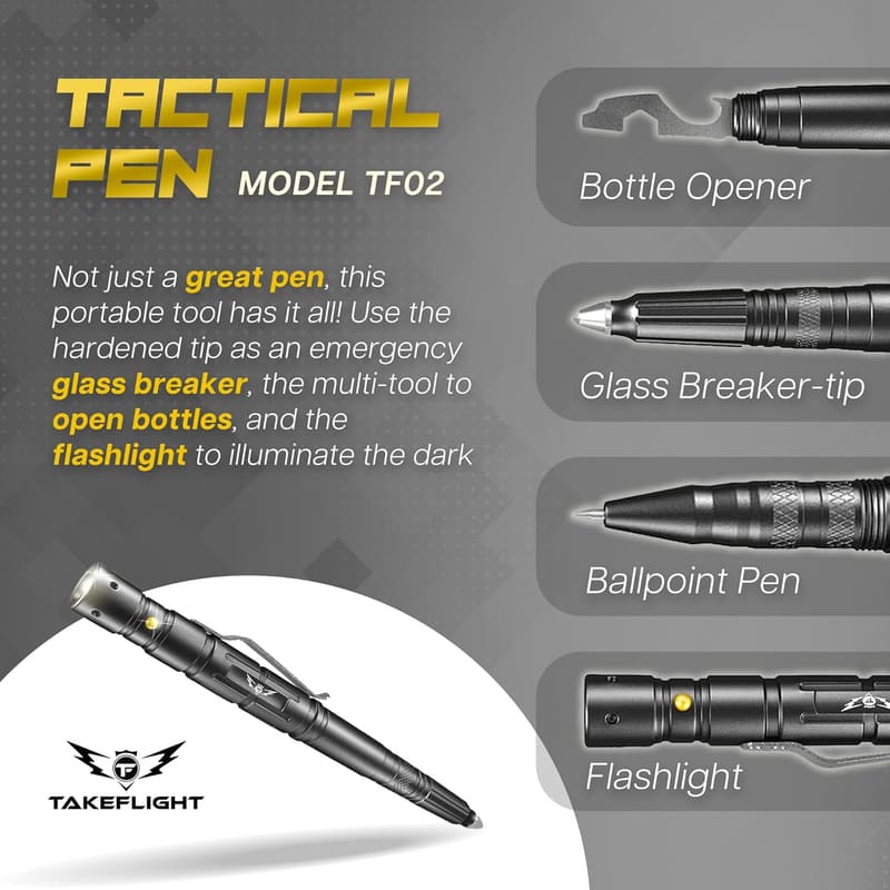 Tactical Self-Defense Pen with Flashlight and Multi-Tool Gift Set