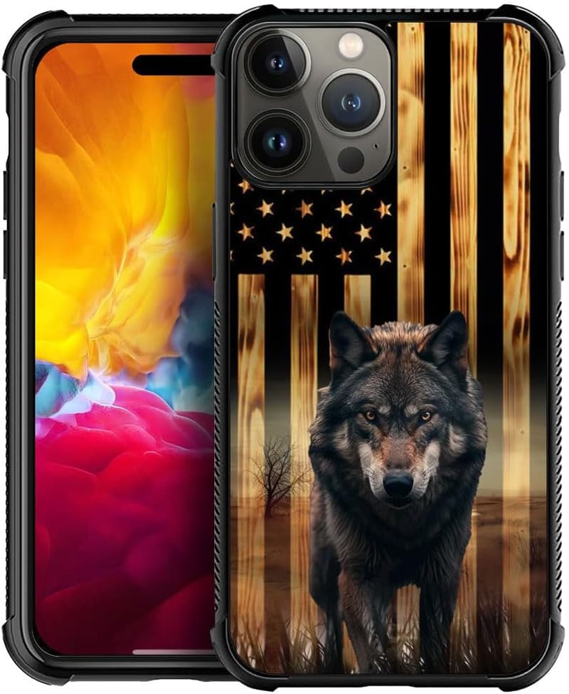 iPhone 15 Pro Case - Shockproof TPU Cover with Wood Grain Design