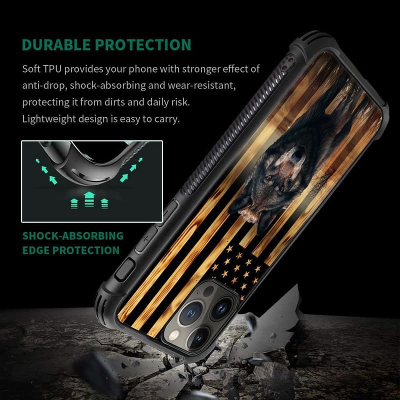 iPhone 15 Pro Case - Shockproof TPU Cover with Wood Grain Design